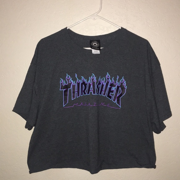 Purple And Blue Flame Thrasher Shirt 